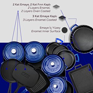 Lava Döküm 12x Trendy Serisi 17 Parça Tencere & Tava Seti