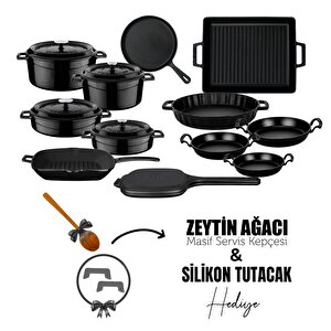 Döküm 12x Trendy Serisi 17 Parça Tencere & Tava Seti Siyah