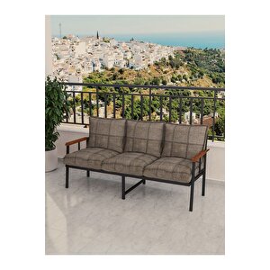 Modern Serisi Bahçe Takımı, Bahçe Mobilyası, Metal Koltuk Takımı - 3+1+1 Sehpalı - Bendir Cappucino Cappuccino