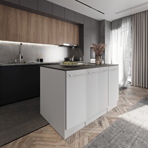 Mambo Mutfak Adası -4 Kapaklı Alt Modül- Çok Amaçlı Dolap  140 Cm Tezgah Dahil