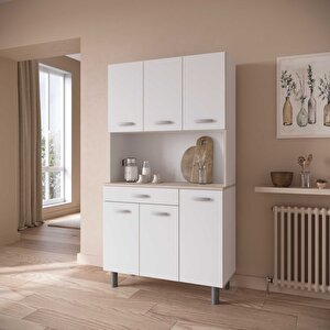 Menekşe Çok Amaçlı Dolap-mikrodalga-erzak-airfryer-mutfak-kiler Dolabı-kahve Köşesi-beyaz-120cm