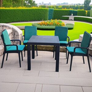 Lüks Arkalikli Sandalye Mi̇nderi̇ 6li 4cm Süngerli̇ Yeşi̇l