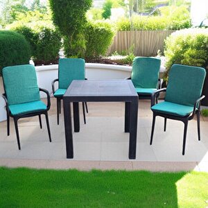 Lüks Arkalikli Sandalye Mi̇nderi̇ 6li 4cm Süngerli̇ Yeşi̇l