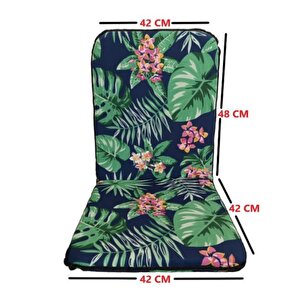 Lüks Arkalikli Sandalye Mi̇nderi̇ 6li 4cm Süngerli̇ Yeşi̇l Yaprak Desen