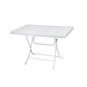 Mt-gfm240 Prima Roccia Plastik Kare Bahçe Balkon Masa 70x110 Cm Beyaz