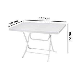 Mt-gfm240 Prima Roccia Plastik Kare Bahçe Balkon Masa 70x110 Cm Beyaz
