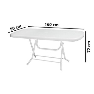 Mt-gfm230 Prima Grande Plastik Dikdörtgen Bahçe Balkon Masa 90x160 Cm Beyaz