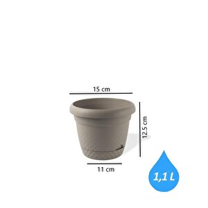 Krs-341 Dekoratif İnci Bitki Çiçek Saksı Takımı 1.1 Litre No 1 Kahverengi