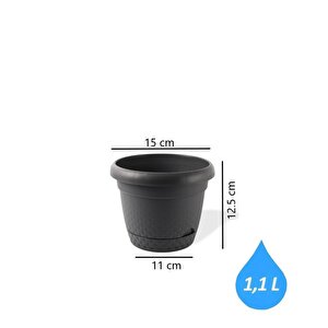 Krs-341 Dekoratif İnci Bitki Çiçek Saksı Takımı 1.1 Litre No 1 Antrasit