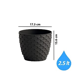 So-kap3 Kapadokya Dekoratif Plastik Saksı 2.5 Litre No 3 Antrasit