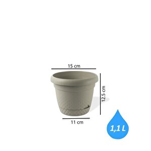 Krs-341 Dekoratif İnci Bitki Çiçek Saksı Takımı 1.1 Litre No 1 Bej
