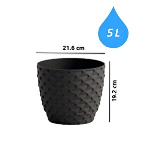 So-kap4 Kapadokya Dekoratif Plastik Saksı 5 Litre No 4 Antrasit