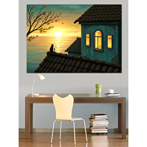 Pencerede Ayışığı Manzarası Dekoratif Kanvas - Mdf Ahşap Tablo