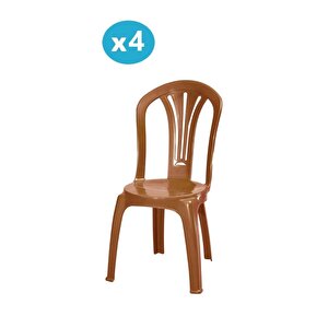 Mt-gf193 Foglia Plastik Bahçe Balkon Sandalye 4'lü Set Kahverengi