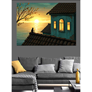 Pencerede Ayışığı Manzarası Dekoratif Kanvas - Mdf Ahşap Tablo 50x70 cm