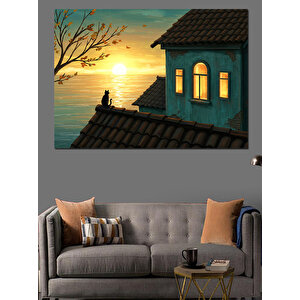 Pencerede Ayışığı Manzarası Dekoratif Kanvas - Mdf Ahşap Tablo
