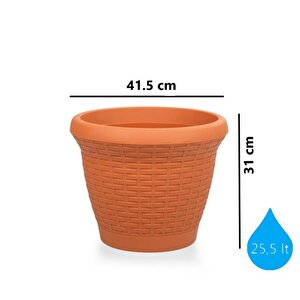 So-hs05 Plastik Hasır Desenli Dekoratif Saksı 25 Litre No 5 Kiremit