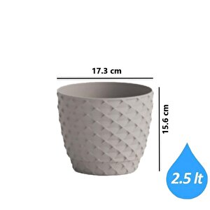 So-kap3 Kapadokya Dekoratif Plastik Saksı 2.5 Litre No 3 Kirli Beyaz
