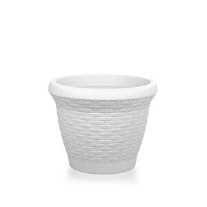 So-hs05 Plastik Hasır Desenli Dekoratif Saksı 25 Litre No 5 Kirli Beyaz