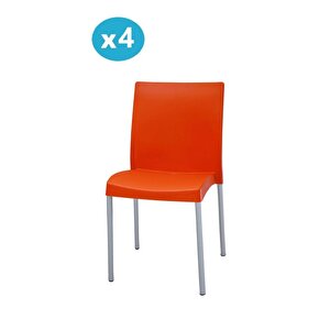 Mt-cf875 Vortice Plastik Bahçe Balkon Sandalye 4'lü Set Turuncu