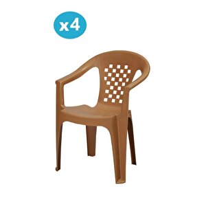 Mt-gf147 Argento Plastik Bahçe Balkon Koltuk Sandalye 4'lü Set Kahverengi
