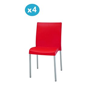 Omnipazar Mt-cf875 Vortice Plastik Bahçe Balkon Sandalye 4'lü Set