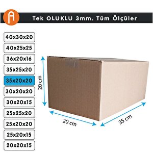 35x20x20 Cm Koli - Kutu | 25 Adet 3 mm Hafif Eşya Kutusu Tek Oluklu 25 Adet