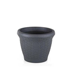 So-hs05 Plastik Hasır Desenli Dekoratif Saksı 25 Litre No 5 Antrasit