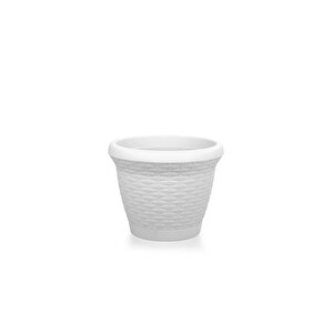 So-hs01 Plastik Hasır Desenli Dekoratif Saksı 3.3 Litre No 1 Kirli Beyaz