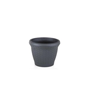 So-hs01 Plastik Hasır Desenli Dekoratif Saksı 3.3 Litre No 1 Antrasit