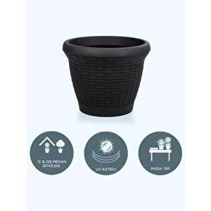 Omnipazar So-hs01 Plastik Hasır Desenli Dekoratif Saksı 3.3 Litre No 1