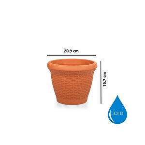 So-hs01 Plastik Hasır Desenli Dekoratif Saksı 3.3 Litre No 1 Kiremit
