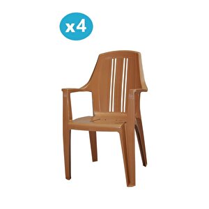 Mt-gf139 Orbita Plastik Bahçe Balkon Koltuk Sandalye 4'lü Set Kahverengi