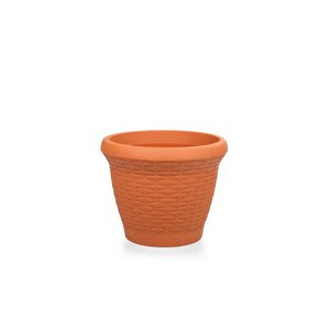 So-hs02 Plastik Hasır Desenli Dekoratif Saksı 6 Litre No 2 Kiremit