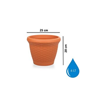 So-hs02 Plastik Hasır Desenli Dekoratif Saksı 6 Litre No 2 Kiremit