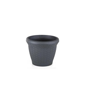 So-hs02 Plastik Hasır Desenli Dekoratif Saksı 6 Litre No 2 Antrasit