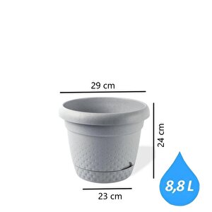 Krs-344 Dekoratif İnci Bitki Çiçek Saksı Takımı 8.8 Litre No 4 Gri