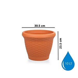 Omnipazar So-hs03 Plastik Hasır Desenli Dekoratif Saksı 10 Litre No 3