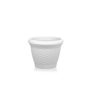 So-hs02 Plastik Hasır Desenli Dekoratif Saksı 6 Litre No 2 Kirli Beyaz