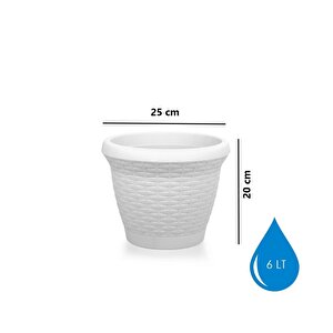 Omnipazar So-hs02 Plastik Hasır Desenli Dekoratif Saksı 6 Litre No 2