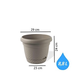 Krs-344 Dekoratif İnci Bitki Çiçek Saksı Takımı 8.8 Litre No 4 Kahverengi