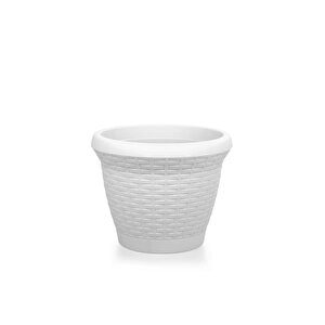 So-hs03 Plastik Hasır Desenli Dekoratif Saksı 10 Litre No 3 Kirli Beyaz