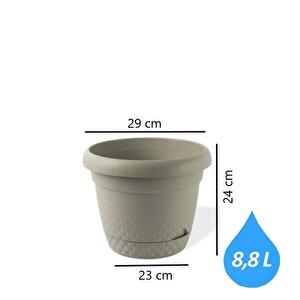 Krs-344 Dekoratif İnci Bitki Çiçek Saksı Takımı 8.8 Litre No 4 Bej