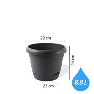 Krs-344 Dekoratif İnci Bitki Çiçek Saksı Takımı 8.8 Litre No 4 Antrasit