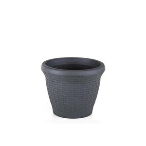 So-hs03 Plastik Hasır Desenli Dekoratif Saksı 10 Litre No 3 Antrasit