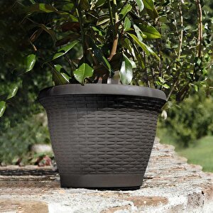 So-hs03 Plastik Hasır Desenli Dekoratif Saksı 10 Litre No 3 Antrasit