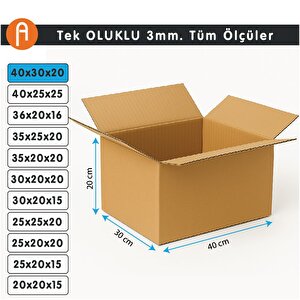 40x30x20 Cm Koli-kutu | 25 Adet | Hafif Eşya Kolisi Tek Oluklu 3mm Karton Kutu 25 Adet