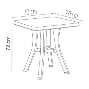 Mt-gf235 Prima Isola Plastik Kare Bahçe Balkon Masa 70x70 Cm Yeşil