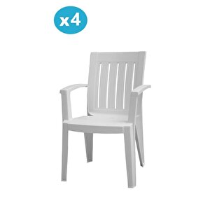 Mt-gf175 Cometa Plastik Bahçe Balkon Sandalye 4'lü Set 1000 Beyaz
