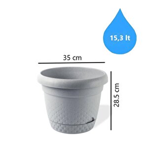 Krs-345 Dekoratif İnci Bitki Çiçek Saksı Takımı 15.3 Litre No 5 Gri